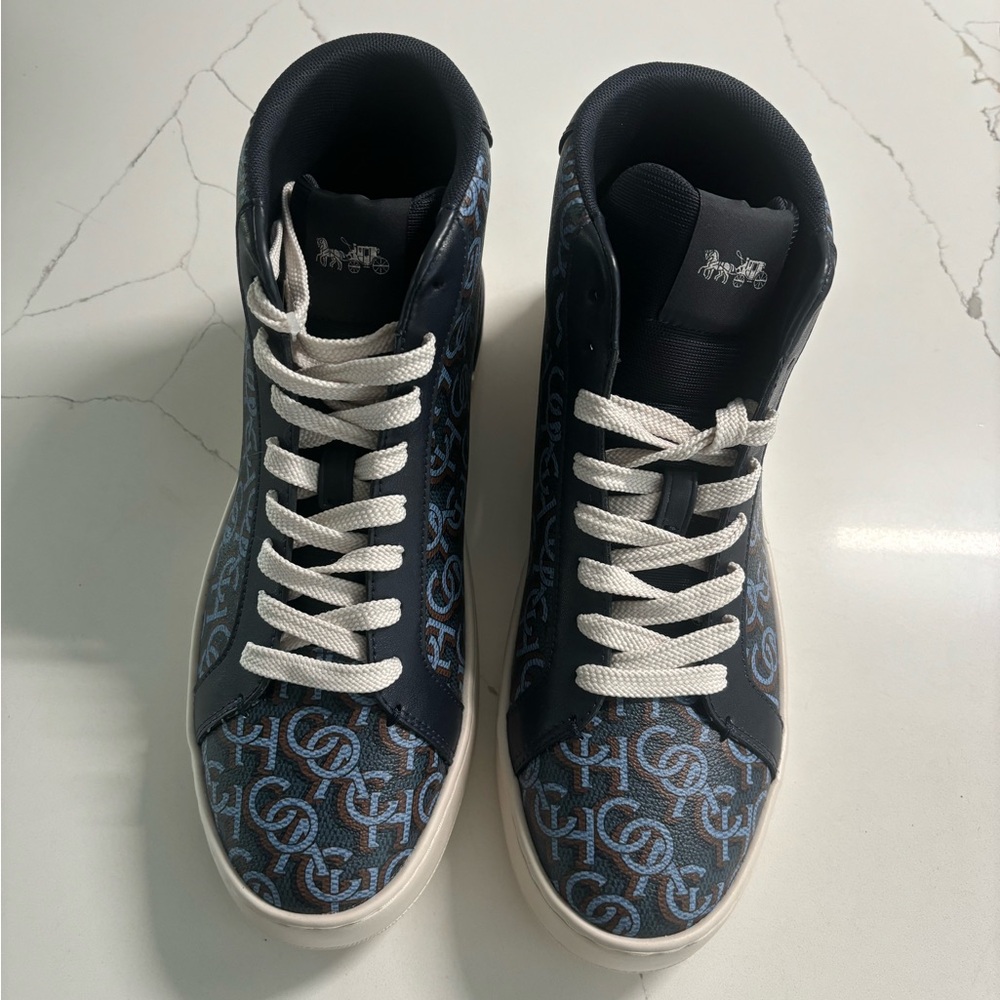 Coach Blue and Black High-Top Sneakers